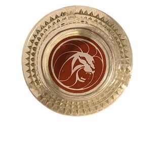 MGM Grand Hotel casino Ashtray Las Vegas Lion Head Logo clear Glass Vintage